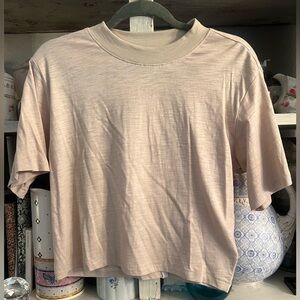 NWT Mockneck Drop Shoulder T-Shirt color Sand Size S